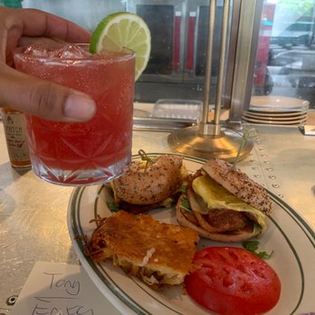 Java & Jam - Probiotic cocktail, Bacon and Egg bagel w/ Hash Browns - Breakfast & Brunch Near Me - Fort Lauderdale, Florida