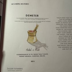 Jigger Istanbul - Drink menu