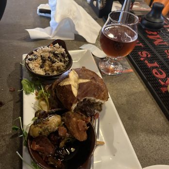 The Roasthouse Pub - Whiskey burger with Brussel sprouts and rice & beans  Soooooo good - Pubs Near Me - Frederick, Maryland