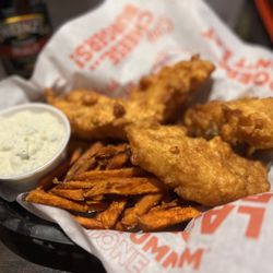 Arctic Cod Fish & Chips . Sweet Potato Fries