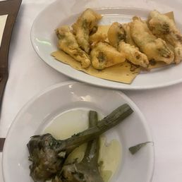 Roman style artichoke and Zucchini flowers Roman style artichoke and Zucchini flowers