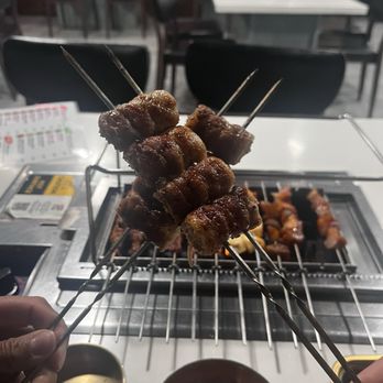 Hongyuan Kebab - Pork belly skewers with mushroom. They come precooked and ready to eat! Tasty but not as much a flavor bomb as other items - Asian Fusion Near Me - San Diego, California Hongyuan Kebab - Pork belly skewers with mushroom. They come precooked and ready to eat! Tasty but not as much a flavor bomb as other items - Asian Fusion Near Me - San Diego, California