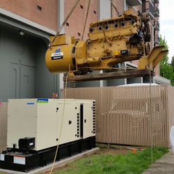 Power Systems Plus - An old generator being swapped for a newer AKSA standby generator for reliable backup power.