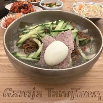Gamja TangTang - Buckwheat noodles with pear, cucumber & beef brisket - Korean Near Me - Fort Lee, New Jersey Gamja TangTang - Buckwheat noodles with pear, cucumber & beef brisket - Korean Near Me - Fort Lee, New Jersey