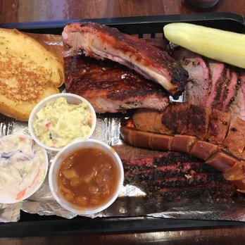 Biggin's Texas BBQ - The 4 meat platter with 3 sides. - Barbeque Near Me - Los Banos, California