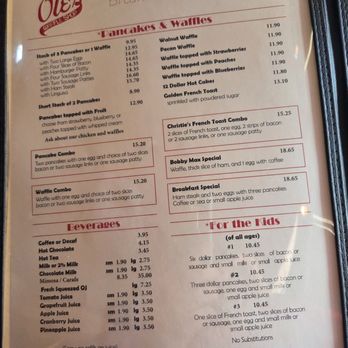 Ole's Waffle Shop - New menu page 1 - Diners Near Me - Alameda, California