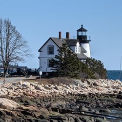 Prospect Harbor Point Light - Prospect Harbor Point Light across the beach