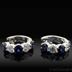 Artinian Jewelry - Our design, Sapphire & Diamond huggie style hoop available in three sizes with many different precious stones