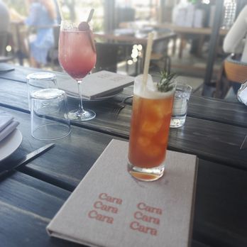 Cara Cara - The Gin & Juice Spritzer I believe it was called (left) and the Bermuda Triangle (right) both good drinks! - New American Near Me - Los Angeles, California