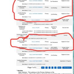 Not Too Shabby by Marisol Gullo - Florida State Board Of Contractors website showing that Marisol & husband Antonio cannot pass General Contractors test & have no GC license