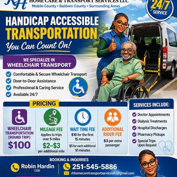 RH Home Care & Transport Services - Medical Transportation Near Me - Mobile, Alabama RH Home Care & Transport Services - Medical Transportation Near Me - Mobile, Alabama