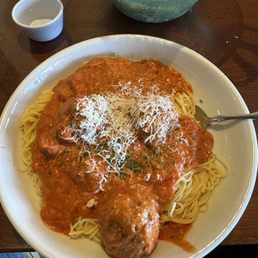 Build your own pasta! Angel hair with the four cheese marinara and three meatballs. Build your own pasta! Angel hair with the four cheese marinara and three meatballs.
