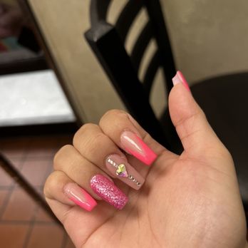 Tipsy Nails spa - Bright pink acrylics w/ split. - Nail Salons Near Me - Long Beach, California Tipsy Nails spa - Bright pink acrylics w/ split. - Nail Salons Near Me - Long Beach, California