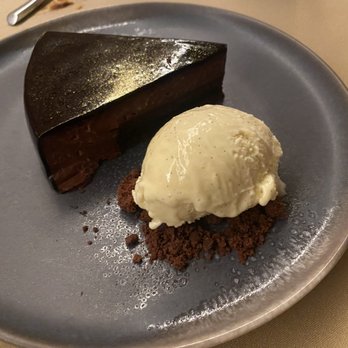 Txula Steak at Mercado Little Spain - chocolate cake - hazelnut & chocolate tart w/ vanilla ice cream... reminds me of ferrero rocher... - Spanish Near Me - New York, New York