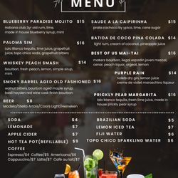 Vista Brazilian Steakhouse - Drink menu