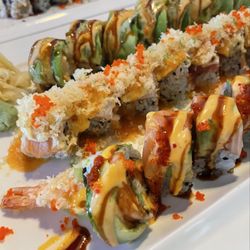 Sapporo Japanese Restaurant - From top to bottom: Hawaii roll, Out of Control roll, #9 roll