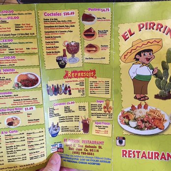 El Pirrin - Menu. - Mexican Near Me - San Jose, California