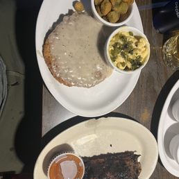 Chicken Fried Steak, Fried Okra, Mac & Cheese