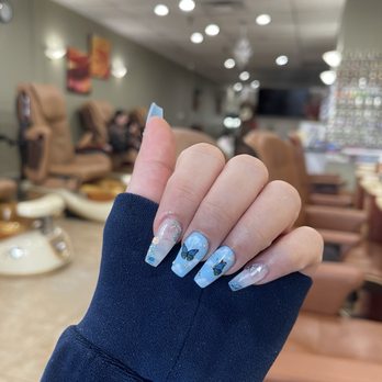 Allure Nails - Blue coffin nails, clouds, butterfly, diamonds, baby blue - Nail Salons Near Me - Santa Ana, California Allure Nails - Blue coffin nails, clouds, butterfly, diamonds, baby blue - Nail Salons Near Me - Santa Ana, California