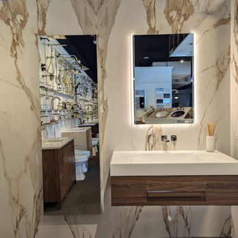 Marblus Granite & Tile - New bathroom install at SplashWorks showroom. Porcelain slabs - General Contractors Near Me - San Jose, California Marblus Granite & Tile - New bathroom install at SplashWorks showroom. Porcelain slabs - General Contractors Near Me - San Jose, California