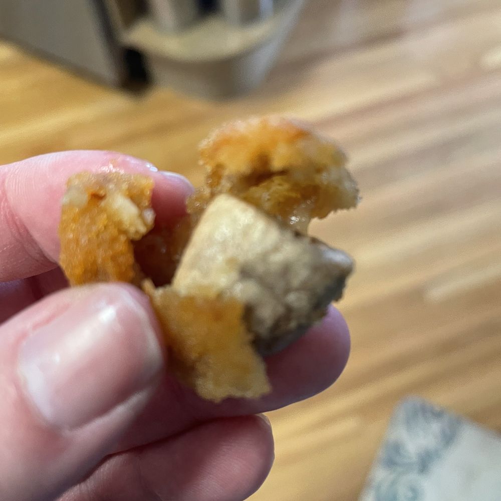 Not a cheese curd....a mushroom