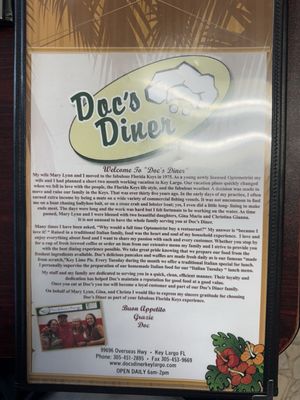 Menu photo 6 Doc's Diner Key Largo, FL