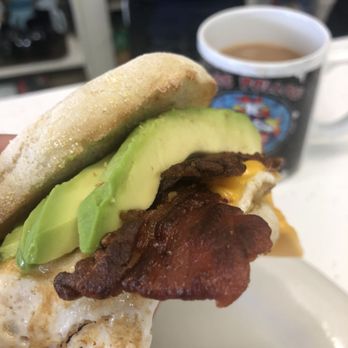 Eddie's Cafe - Bacon, egg, avocado, & cheese on an English muffin - Breakfast & Brunch Near Me - San Francisco, California Eddie's Cafe - Bacon, egg, avocado, & cheese on an English muffin - Breakfast & Brunch Near Me - San Francisco, California