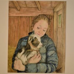 Austin Art & Frame - Girl with baby goat