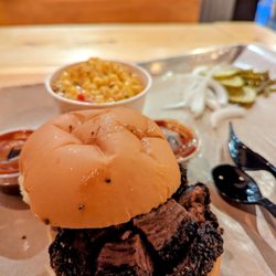 City Butcher and Barbecue - Burnt End Sandwich with a side of jalapeno corn