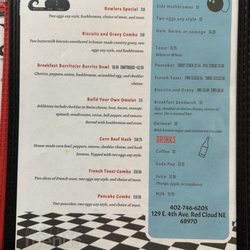Alley Cats Bowling - Breakfast menu
