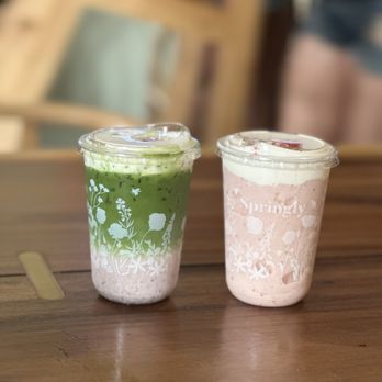 Springly - Berry Chantilly Matcha     and Strawberries N' Dream - Vietnamese Near Me - Fresno, California