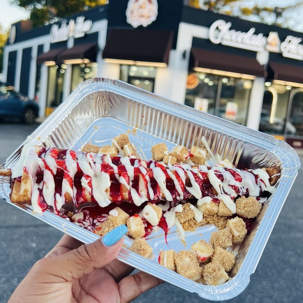 Chocolate House - Strawberry waffle stick - Creperies Near Me - Bethpage, New York