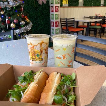 BobaMi - Grilled Beef Banh Mi ( Bnh M Tht B Nng), Brle Matcha Milk Tea with Boba, Brle Brown Sugar Milk with Boba - Vietnamese Near Me - La Puente, California