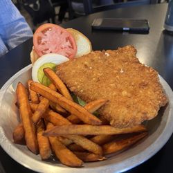 Odie's Bar & Grill - Tenderloin sandwich with sweet potatoe fries
