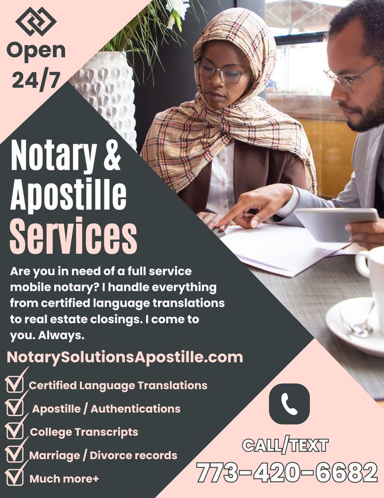 NOTARY SOLUTIONS & APOSTILLE South Holland, Illinois Notaries