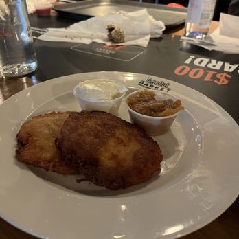 Clinton St. Baking Company - Latkes w sour cream and applesauce - Breakfast & Brunch Near Me - Brooklyn, New York