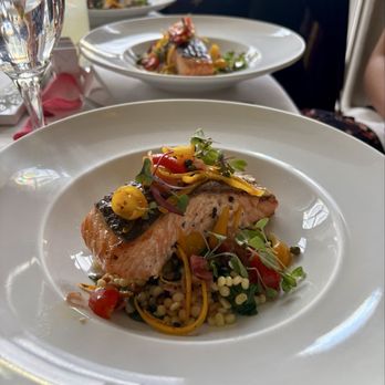 Il Cielo - Salmon and pearl couscous with vegetables. - Italian Near Me - Beverly Hills, California