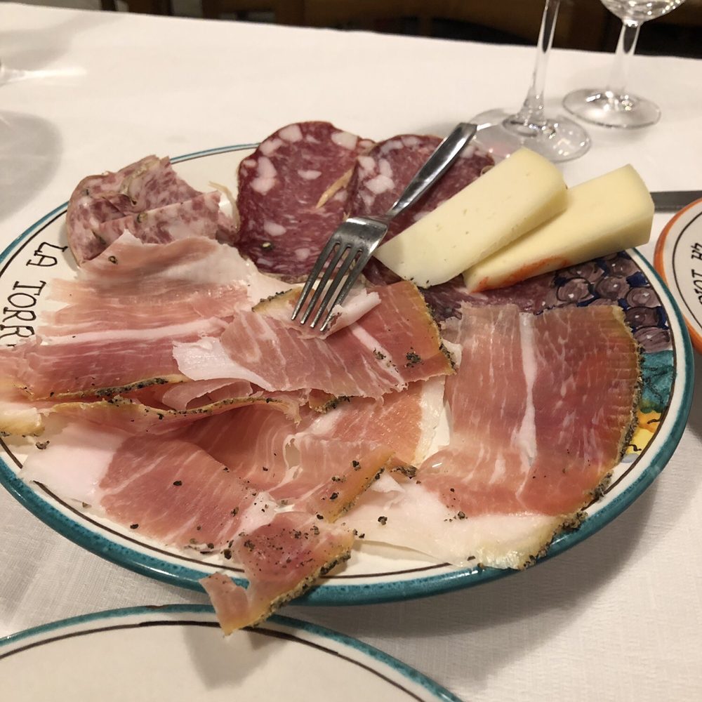 Trattoria La Torre - Fresh cut (two year aged) prescutto and sausage w cheese! - Italian Near Me - Siena, SI