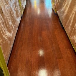 Floors after staining, during application of our HD finishing . Floors after staining, during application of our HD finishing .