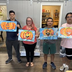 The Cat's Whiskers Art Studio - Manteca - Our first Art Class at Wide Horizons was so much fun, look at how gorgeous everyone's pumpkins turned out!