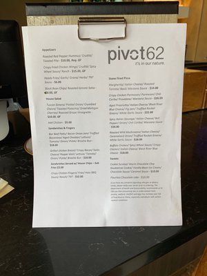 Menu photo 1 Pivot62 Vail, CO
