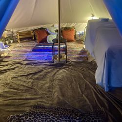 Awen Earth Reiki - Sacred space: This meditation yurt is primitive but temp controlled with a Powerful A/C system. Of course restrooms are available inside.