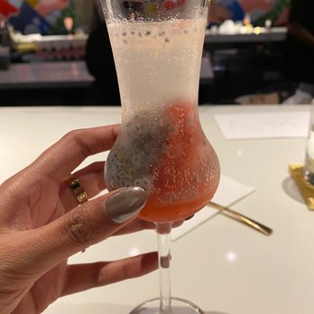 Hidden Omakase - Dessert- strawberry sorbet with basil seeds and yuzu - Sushi Bars Near Me - Houston, Texas Hidden Omakase - Dessert- strawberry sorbet with basil seeds and yuzu - Sushi Bars Near Me - Houston, Texas