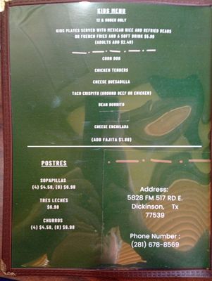 Menu photo 3 Los Mirasoles Dickinson, TX Menu photo 3 Los Mirasoles Dickinson, TX