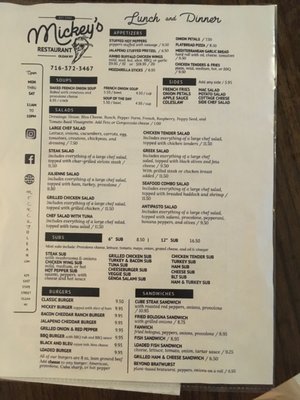 Menu photo 1 Mickeys Restaurant Olean, NY
