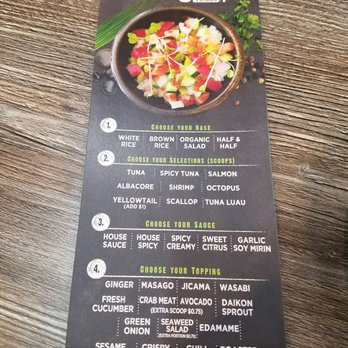 Ahipoki - The menu 10/2/2016 - Seafood Near Me - Temple City, California