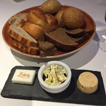 Eden - Bread and three types of butter: goat milk, nitro infused olive oil, pumpkin spice - French Near Me - Banff, Alberta