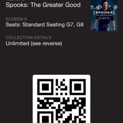 Cineworld - Passbook digital ticket, if you ever get one of these to scan I'd love to know your magic powers.