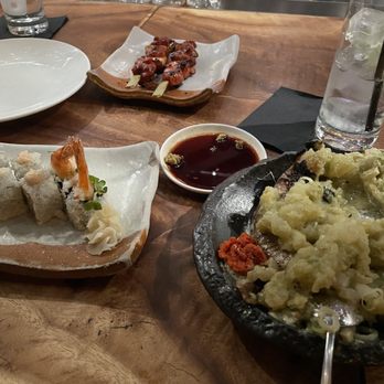 Zuma - Yakitori, Roasted Potato, Tempura Prawn roll. - Japanese Near Me - Las Vegas, Nevada Zuma - Yakitori, Roasted Potato, Tempura Prawn roll. - Japanese Near Me - Las Vegas, Nevada