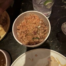 The rice and beans Plus the cold tortilla from the fish taco The rice and beans Plus the cold tortilla from the fish taco